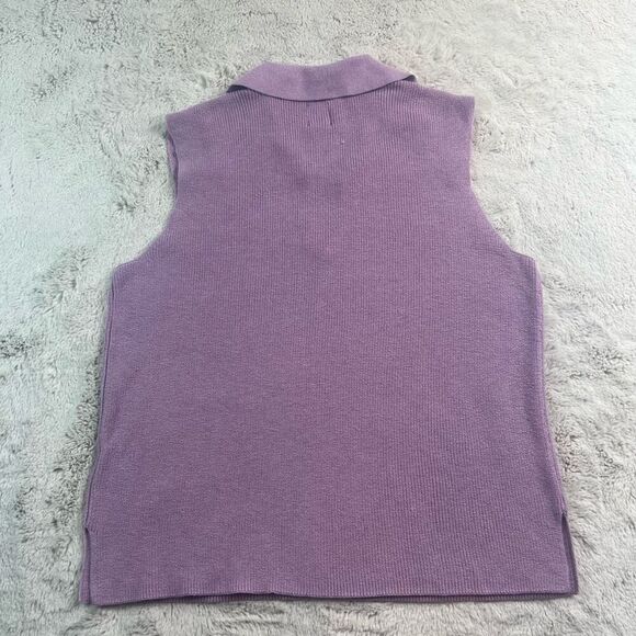 JOIE Knit Top Womens XL Purple Collared Sleeveless Soft Vneck Vest - Picture 9 of 10